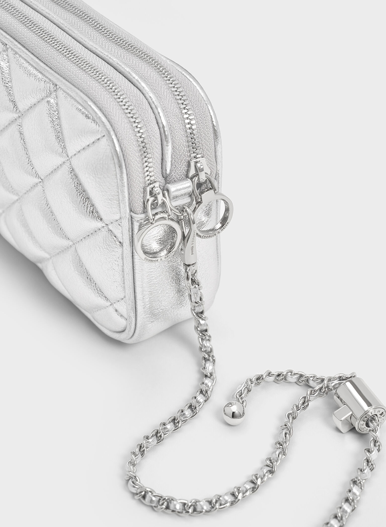 Mini Apfra Quilted Crossbody Bag, Silver, hi-res