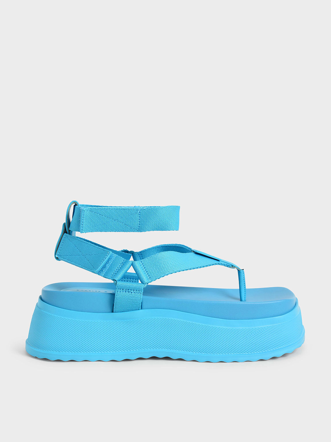 Joss Ankle Strap Flatform Thong Sandals Blue