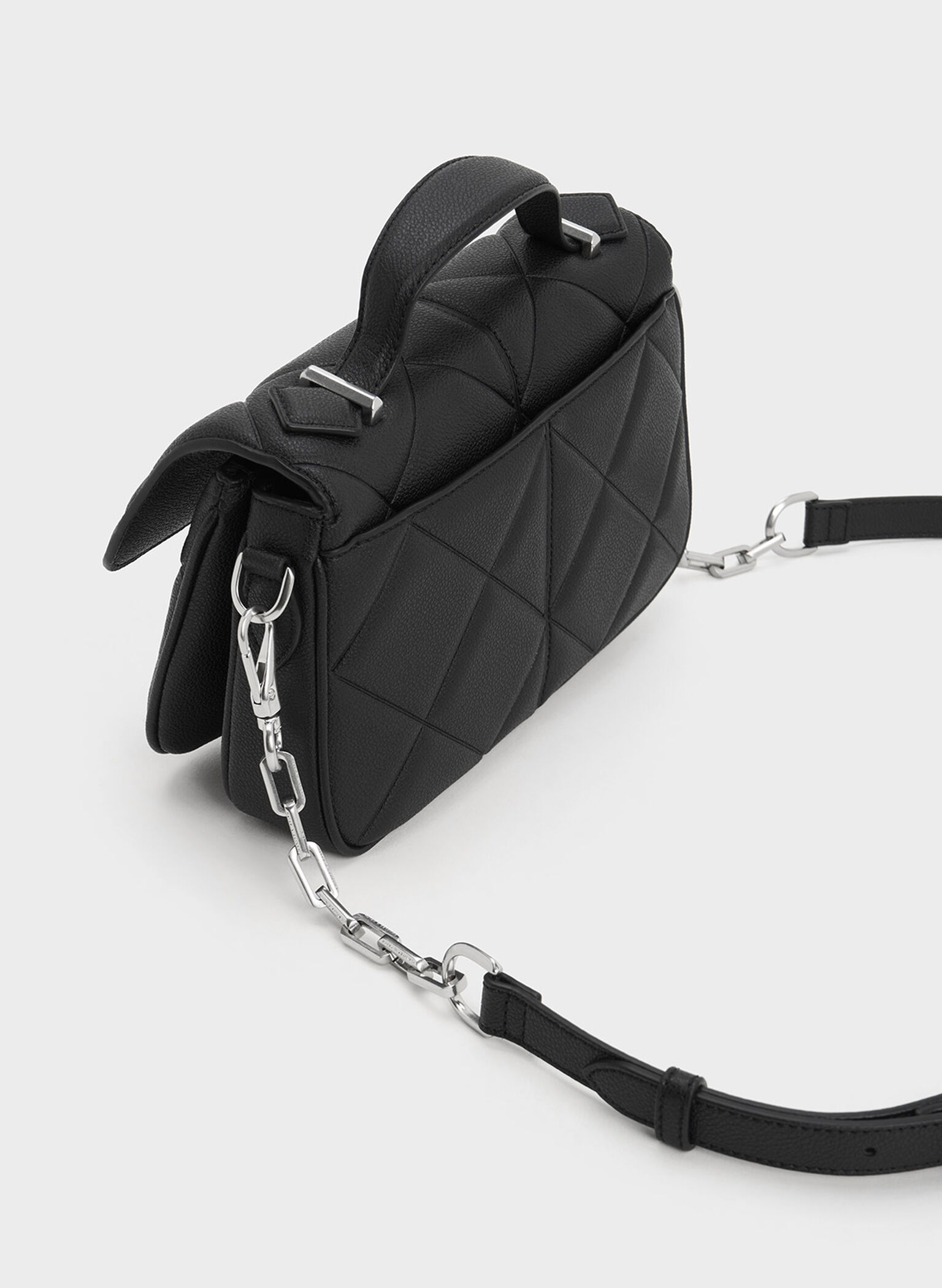 Anwen Quilted Top Handle Bag, Noir, hi-res