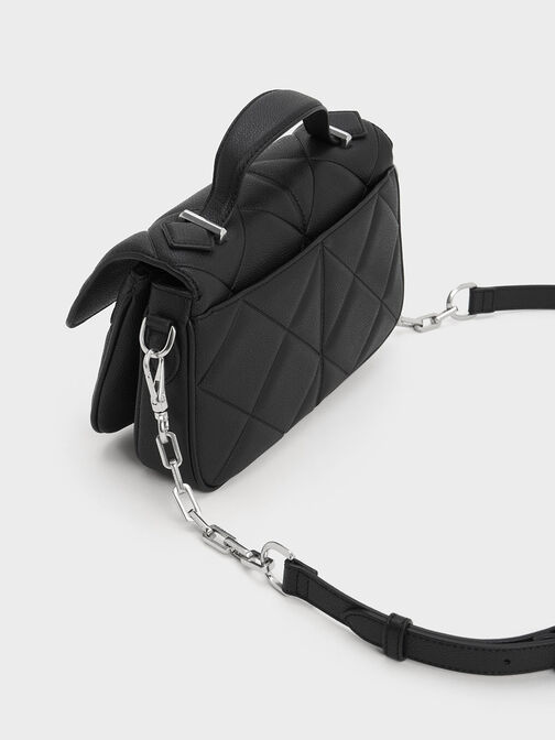 Anwen Quilted Top Handle Bag, Noir, hi-res