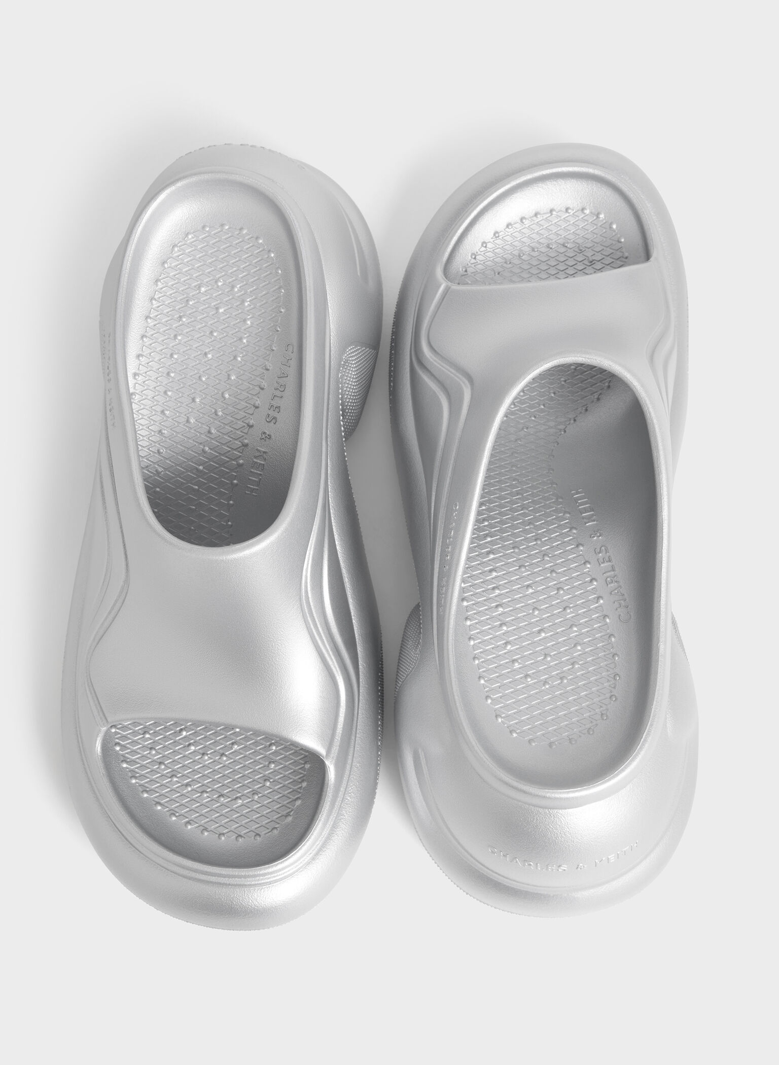 Eva Sculptural Platform Sandals, Silver, hi-res