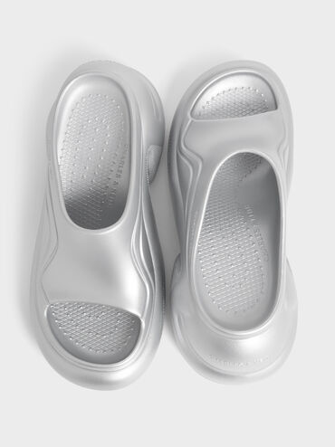 Eva Sculptural Platform Sandals, Silver, hi-res
