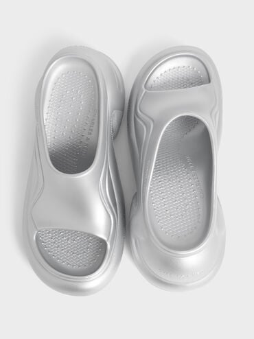 Eva Sculptural Platform Sandals, Silver, hi-res