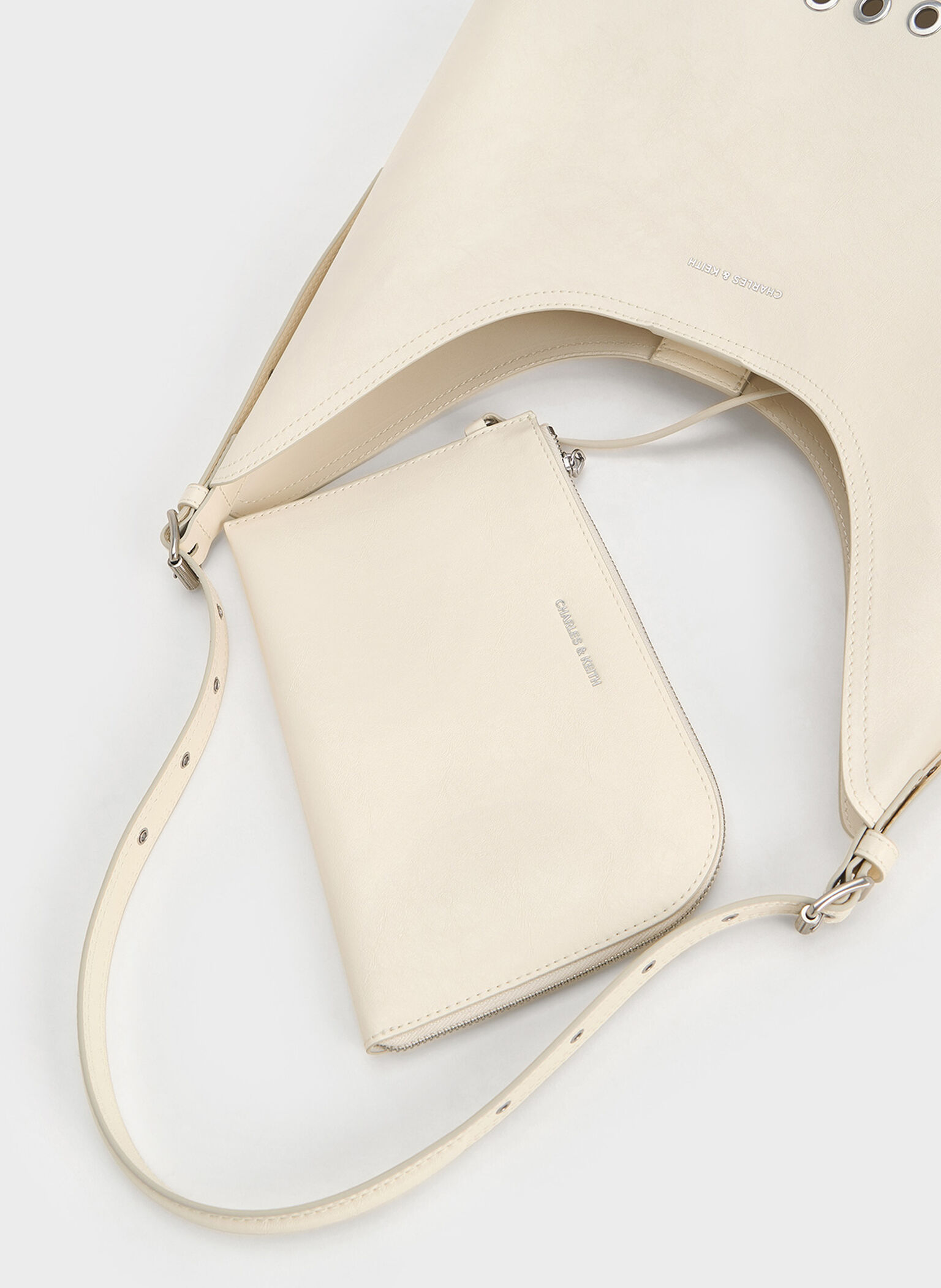 Liv Grommet Hobo Bag, Cream, hi-res