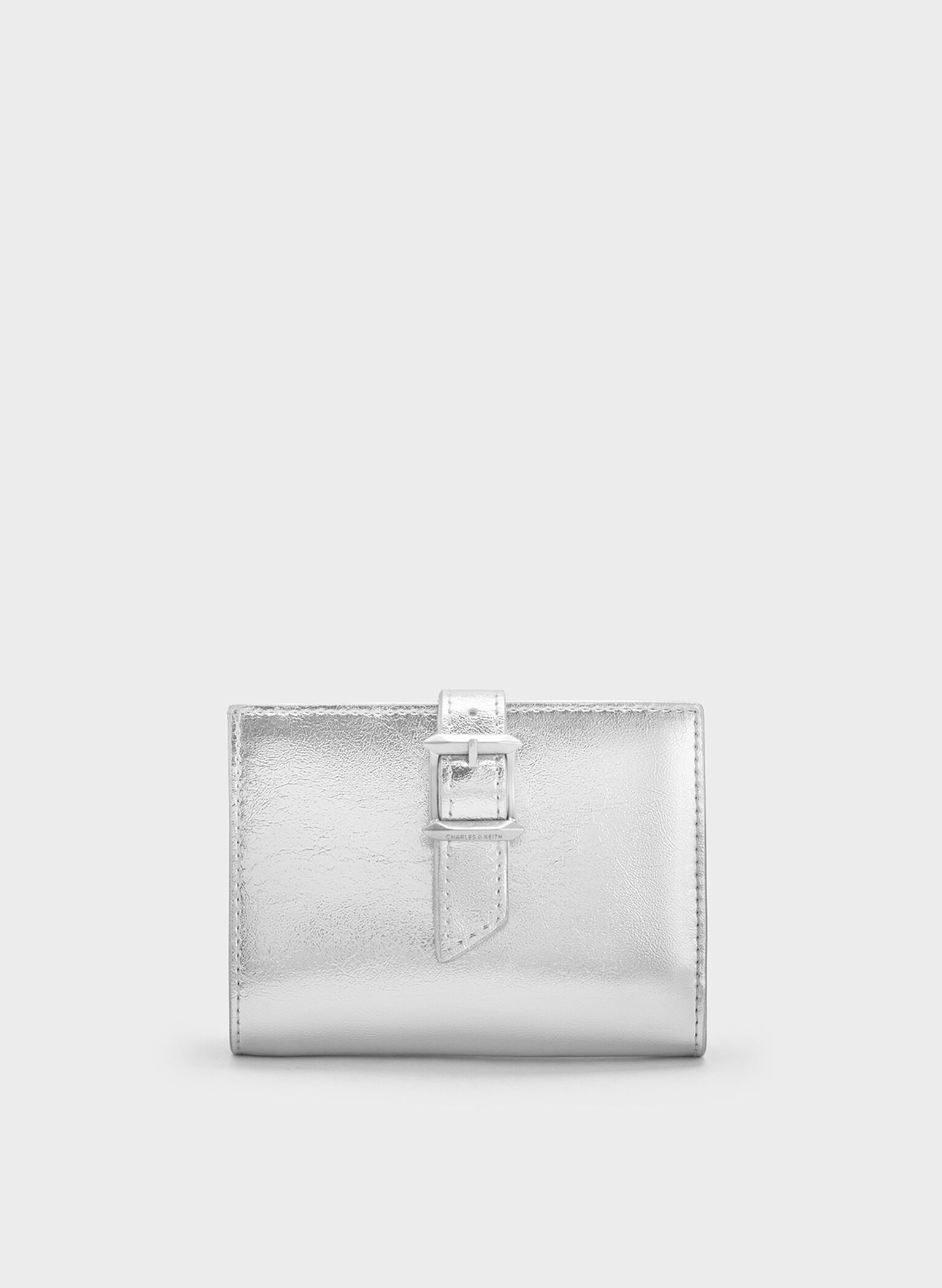 Bryna Metallic Belted Wallet, Silver, hi-res