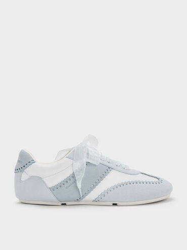 Cece Heart-Motif Sheer-Lace Sneakers, Light Blue, hi-res
