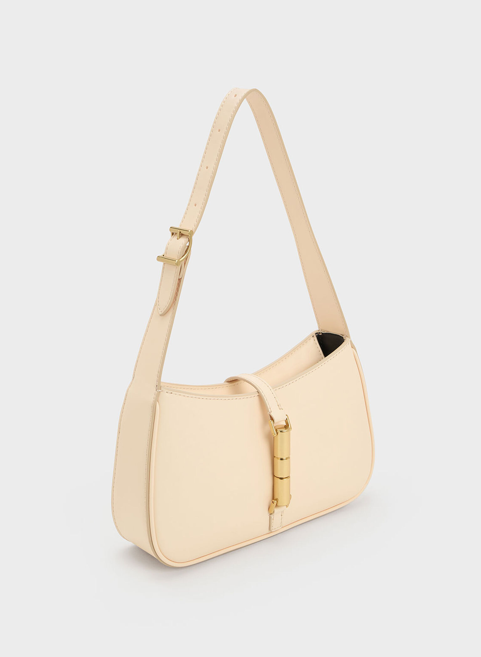 Cesia Metallic Accent Shoulder Bag, Beige, hi-res