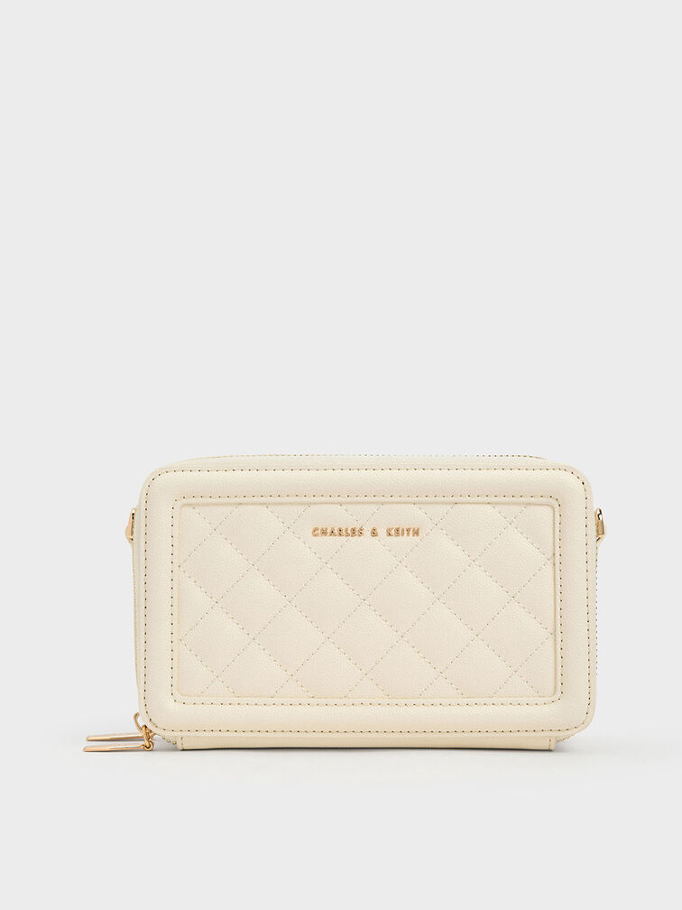 Quilted Boxy Long Wallet, Cream, hi-res