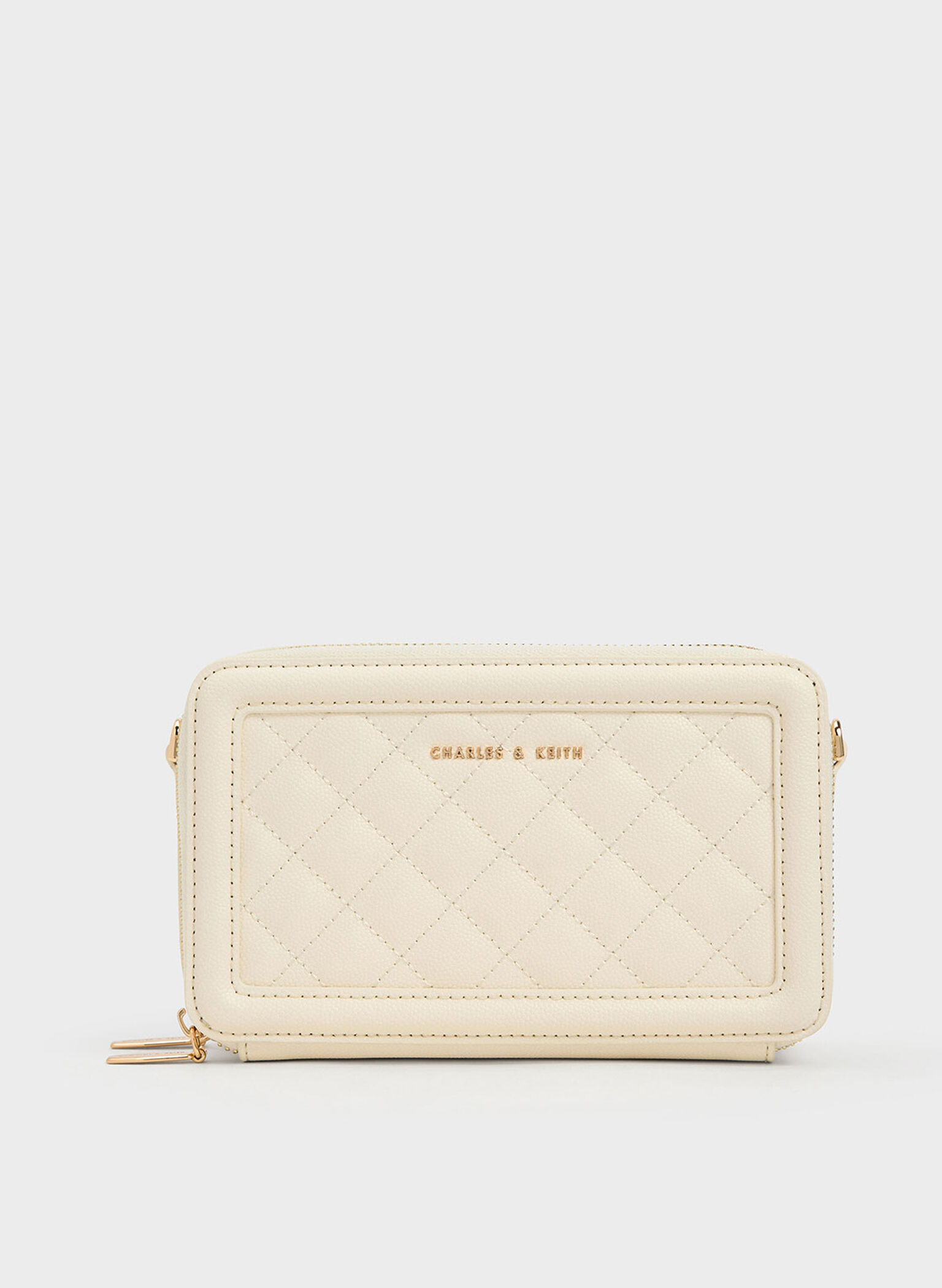 Quilted Boxy Long Wallet, Cream, hi-res