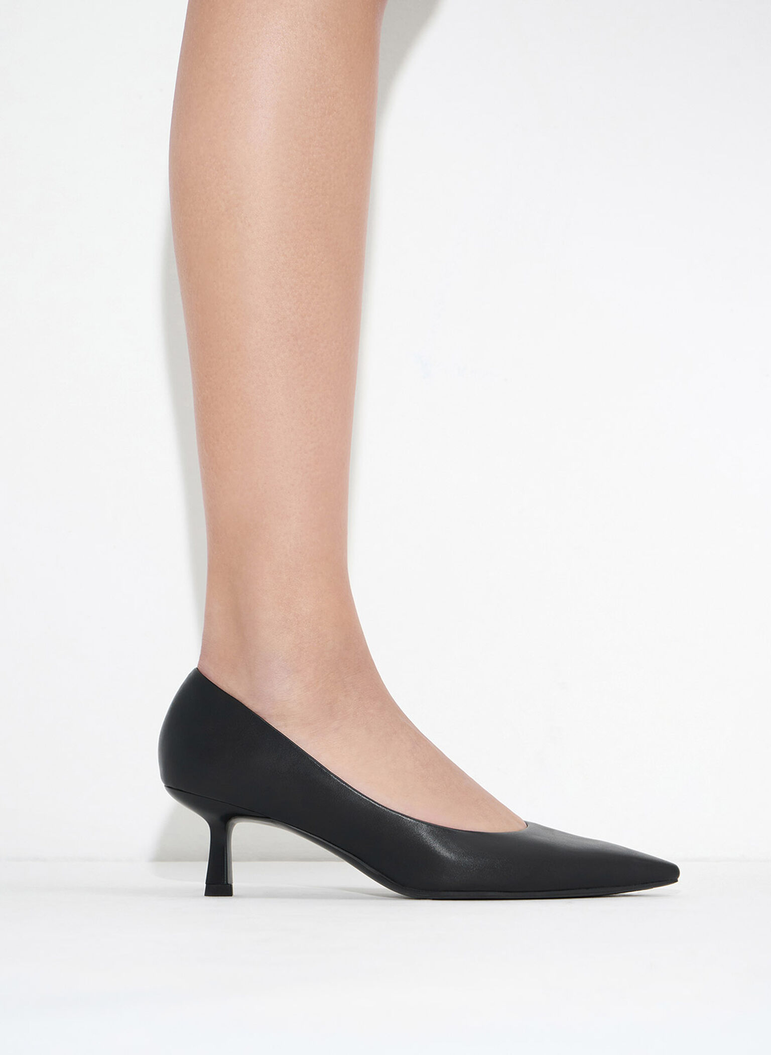 Emmy Pointed Kitten Heel Pumps, Black, hi-res