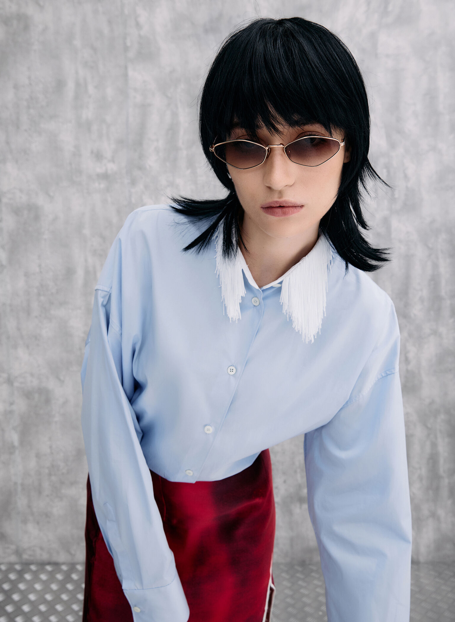 Jax Metal-Frame Geometric Sunglasses, Rose Gold, hi-res