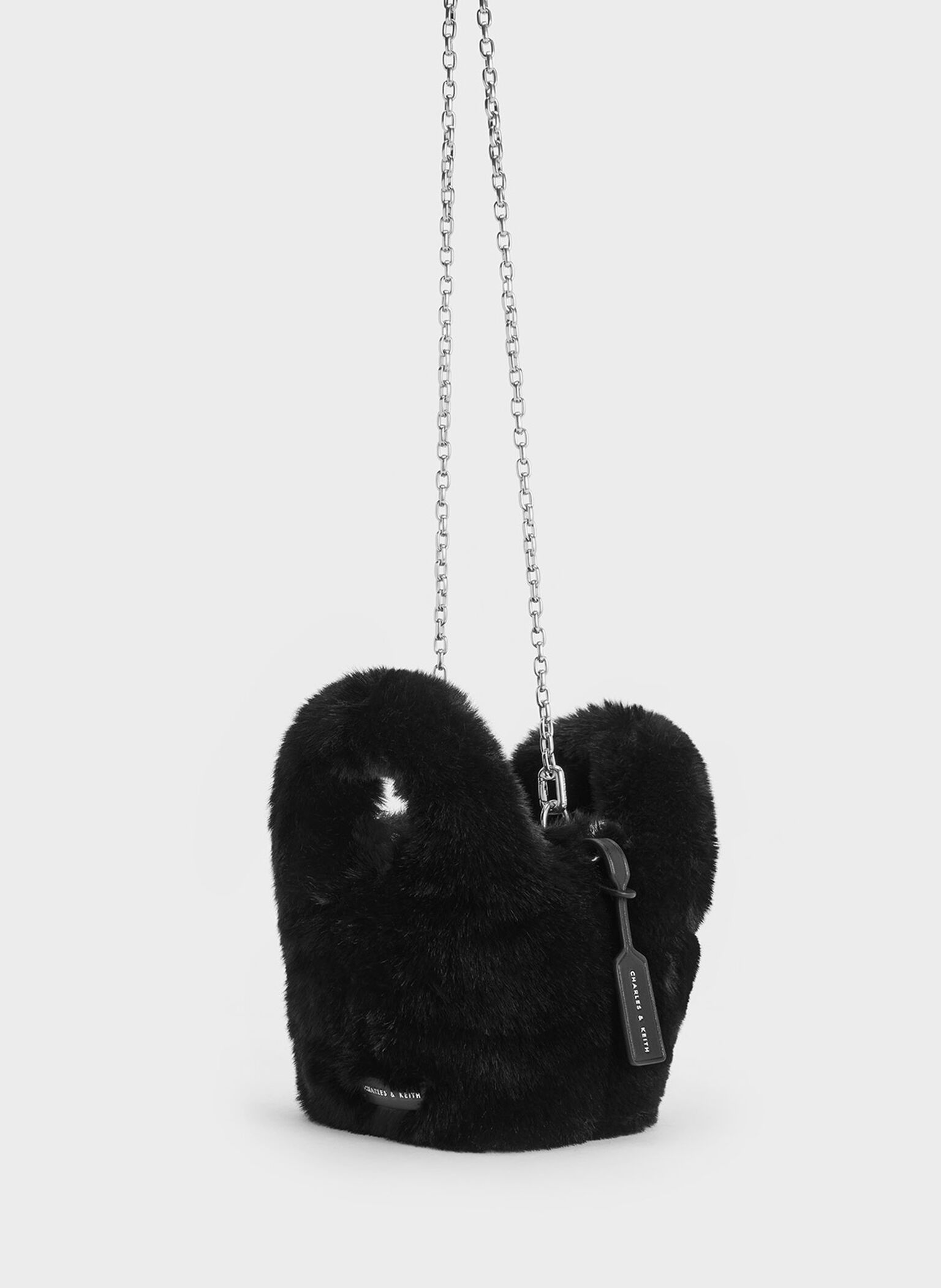 Yama Furry Chain-Handle Bag, Noir, hi-res