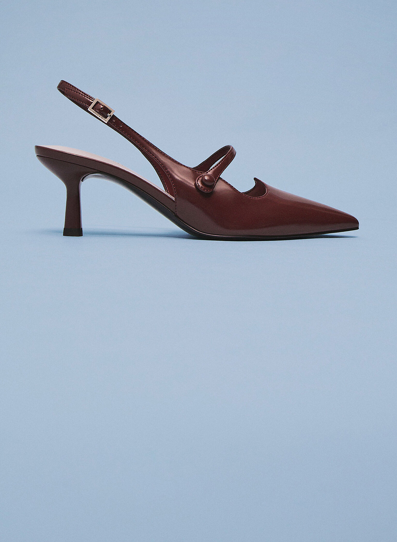 Pointed-Toe Mary Jane Slingback Pumps, Burgundy, hi-res