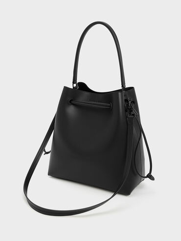 Bellamy Drawstring Hobo Bag, Jet Black, hi-res