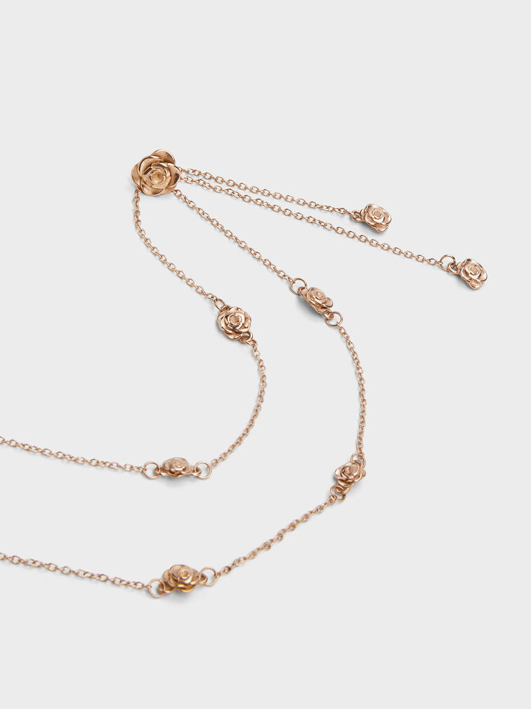 Rosalind Flower-Motif Necklace, Brushed Rose Gold, hi-res