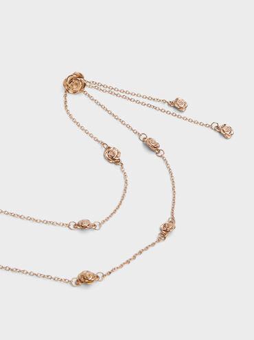 Rosalind Flower-Motif Necklace, Brushed Rose Gold, hi-res