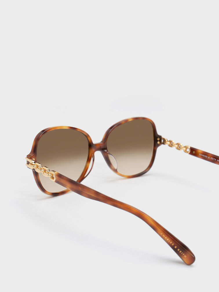 Chain-Link Oversized Butterfly Sunglasses, T. Shell, hi-res
