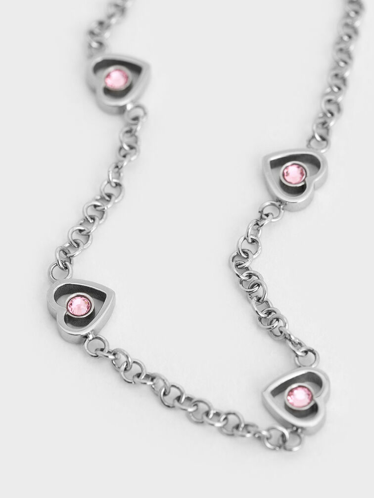 Malorie Crystal Heart Bracelet, Silver, hi-res