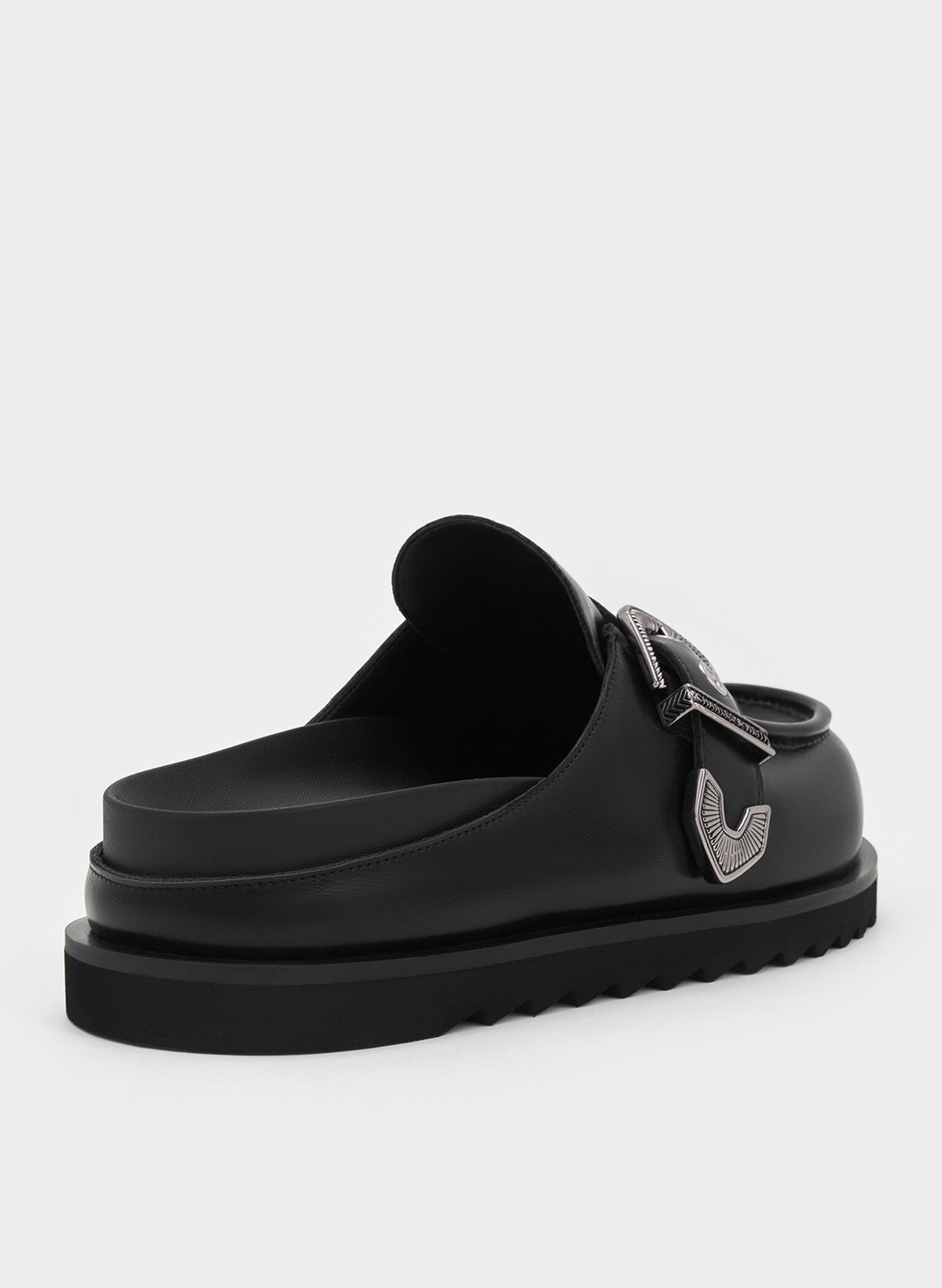 Kirke Buckle-Strap Flatform Mules, Black, hi-res