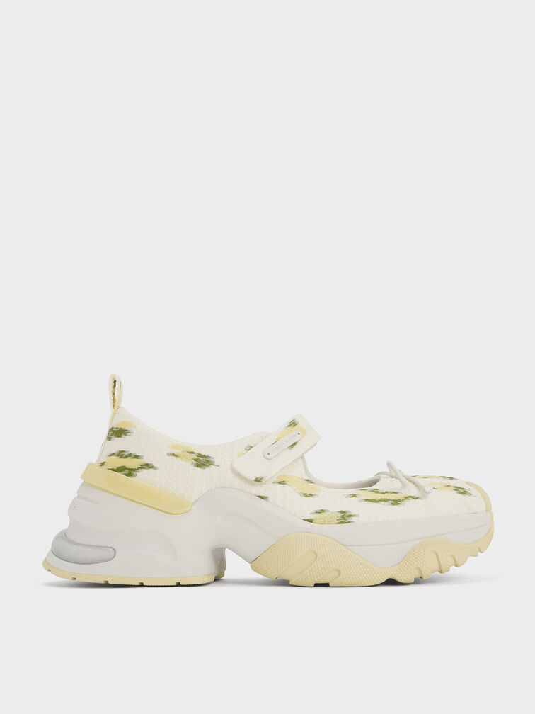 Floral-Print Bow Mary Jane Sneakers, Multi, hi-res
