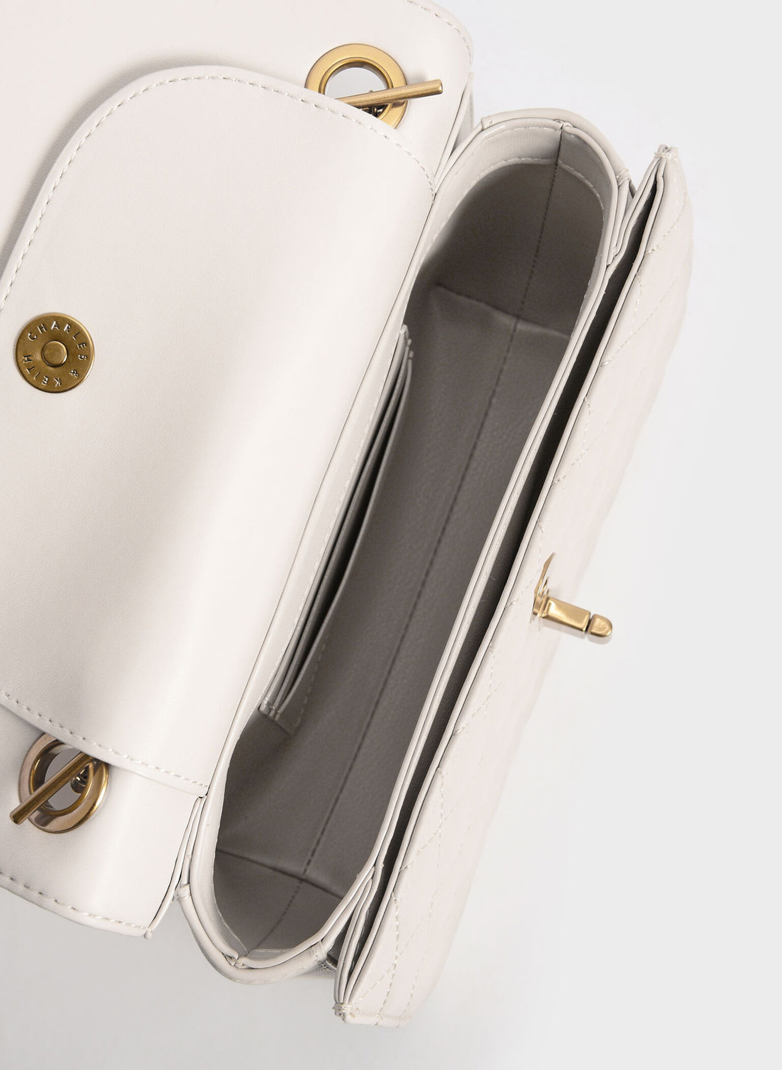 Quilted Chain Bag, Ivory, hi-res