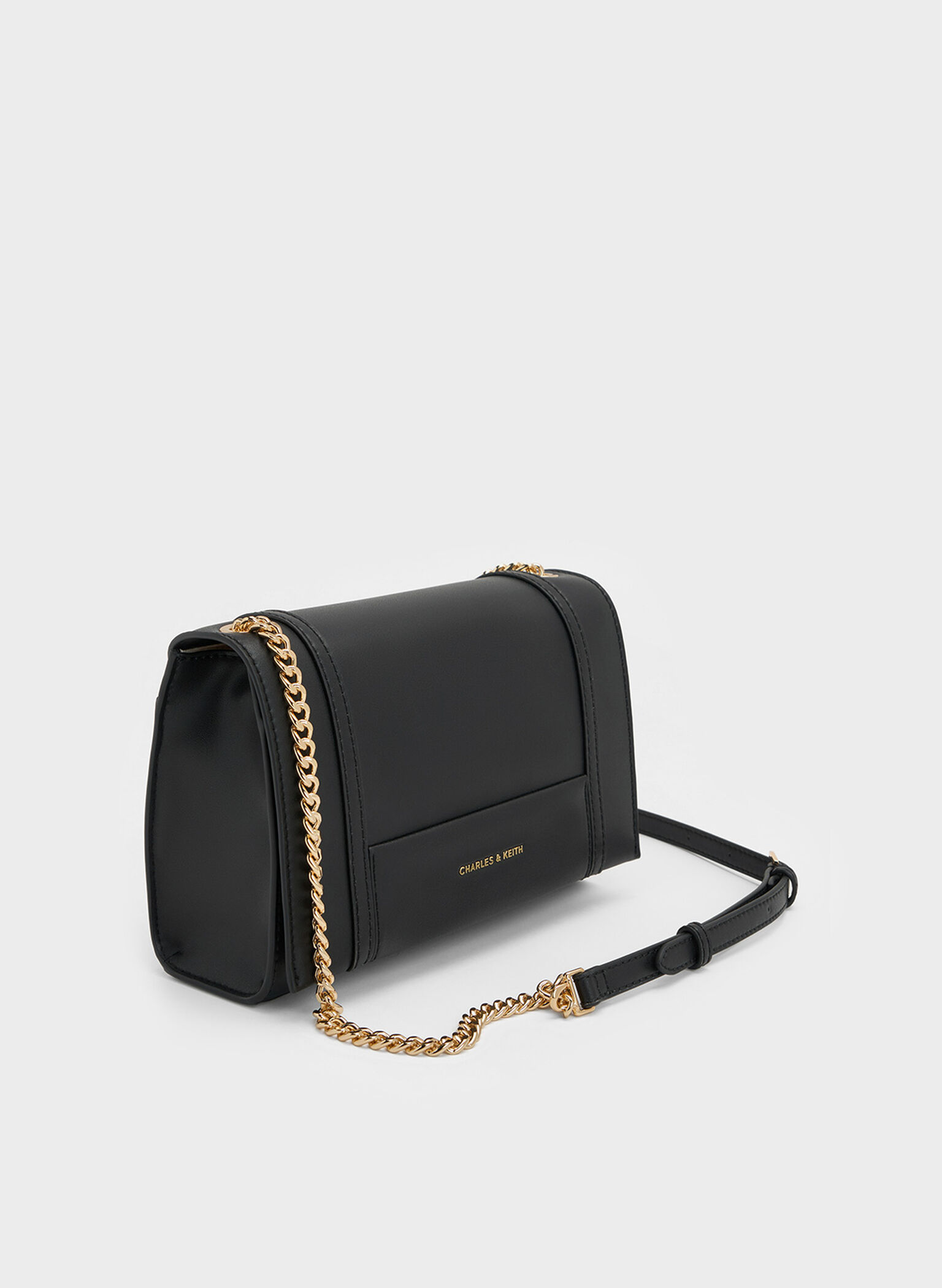 Shalia Chain-Strap Shoulder Bag, Black, hi-res