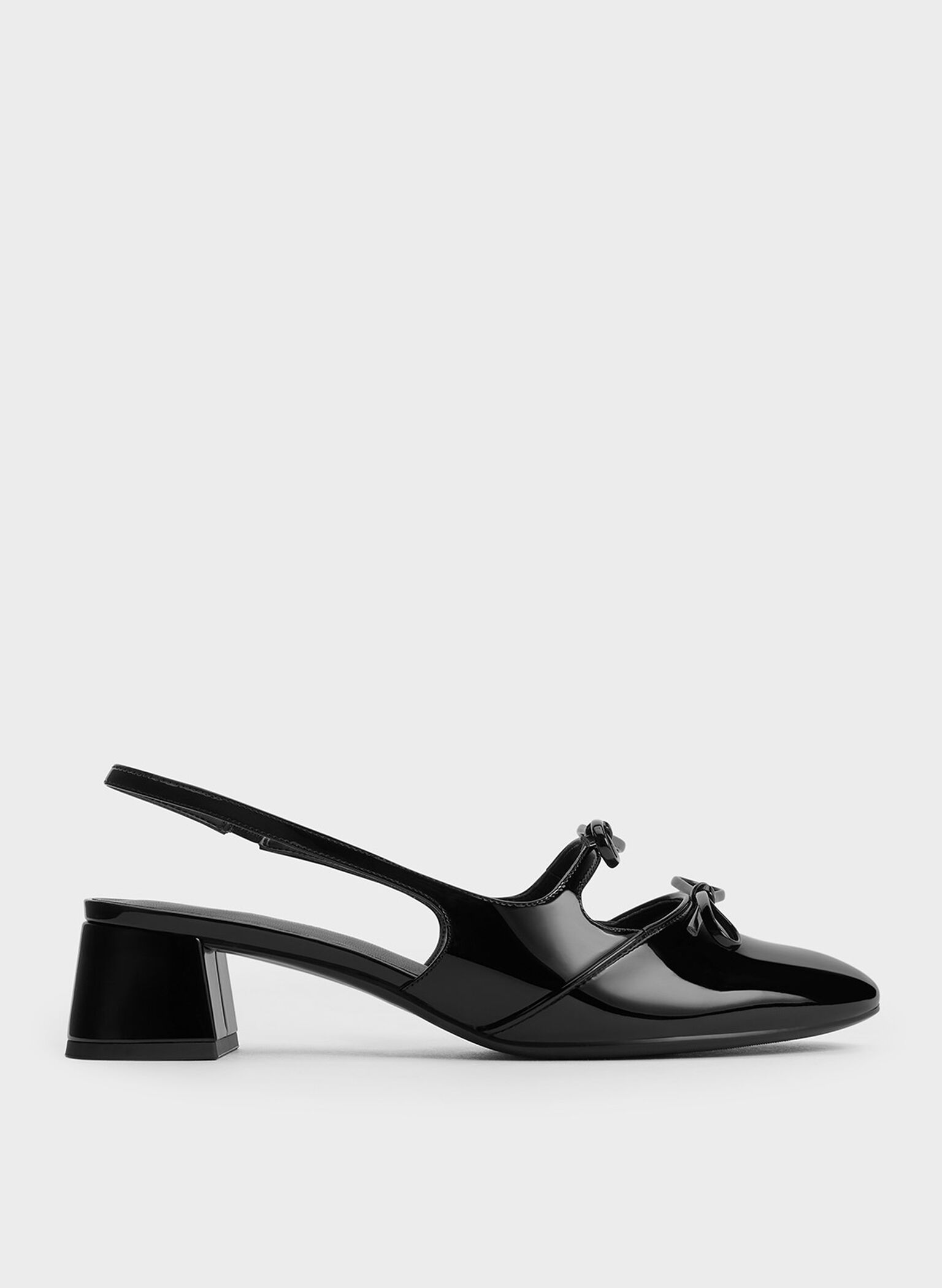 Dorri Double-Bow Slingback Pumps, Black Patent, hi-res