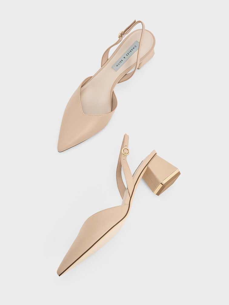 Katarina Trapeze Heel Slingback Pumps, Light Pink, hi-res
