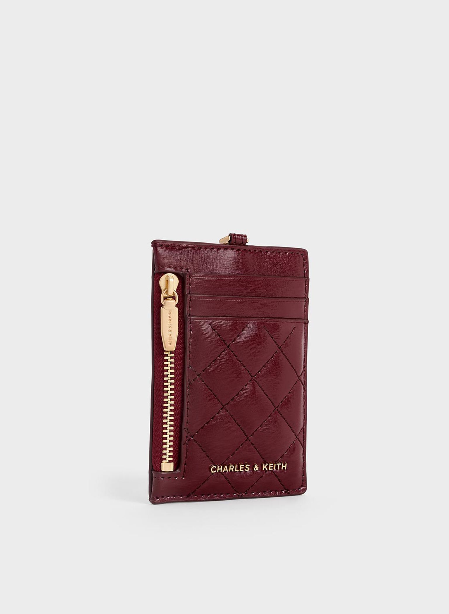 Wisteria Quilted Braided-Strap Card Holder, Burgundy, hi-res