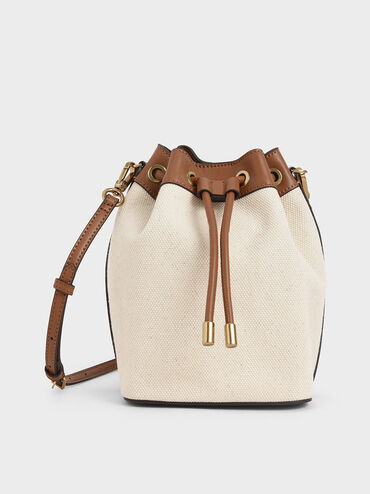 Canvas Drawstring Bucket Bag, Multi, hi-res