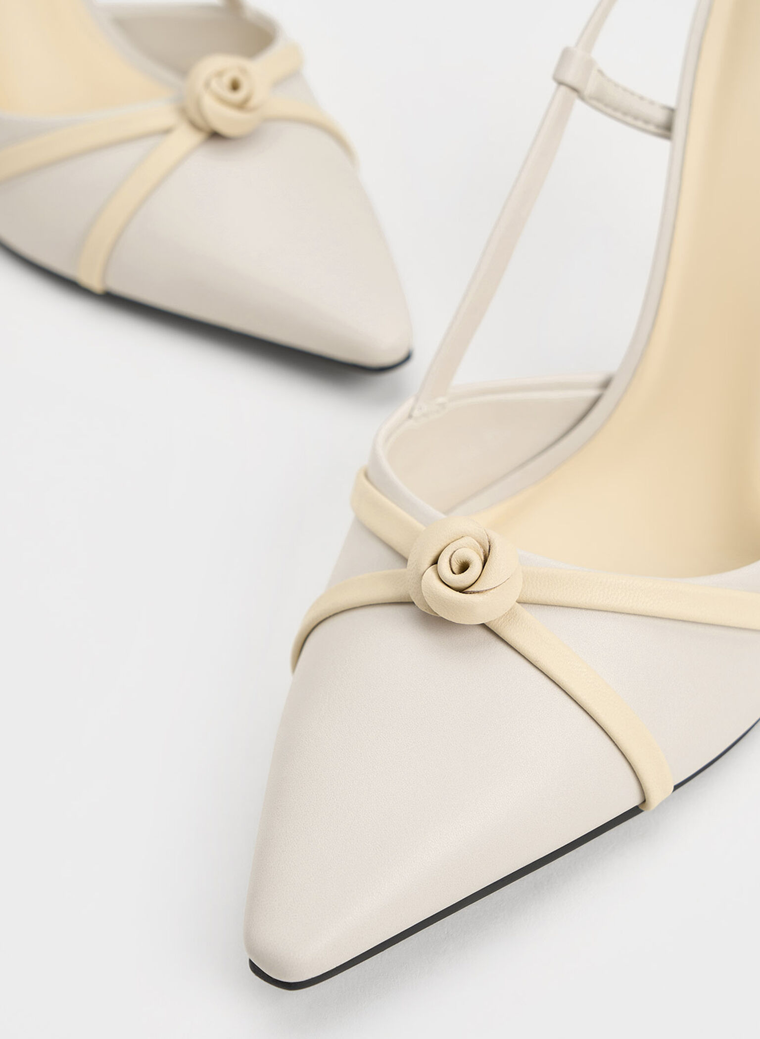 Rose Pointed-Toe Slingback Pumps, Butter, hi-res