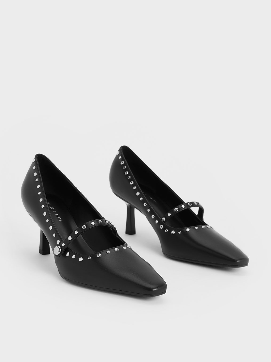 Black studded pumps sale