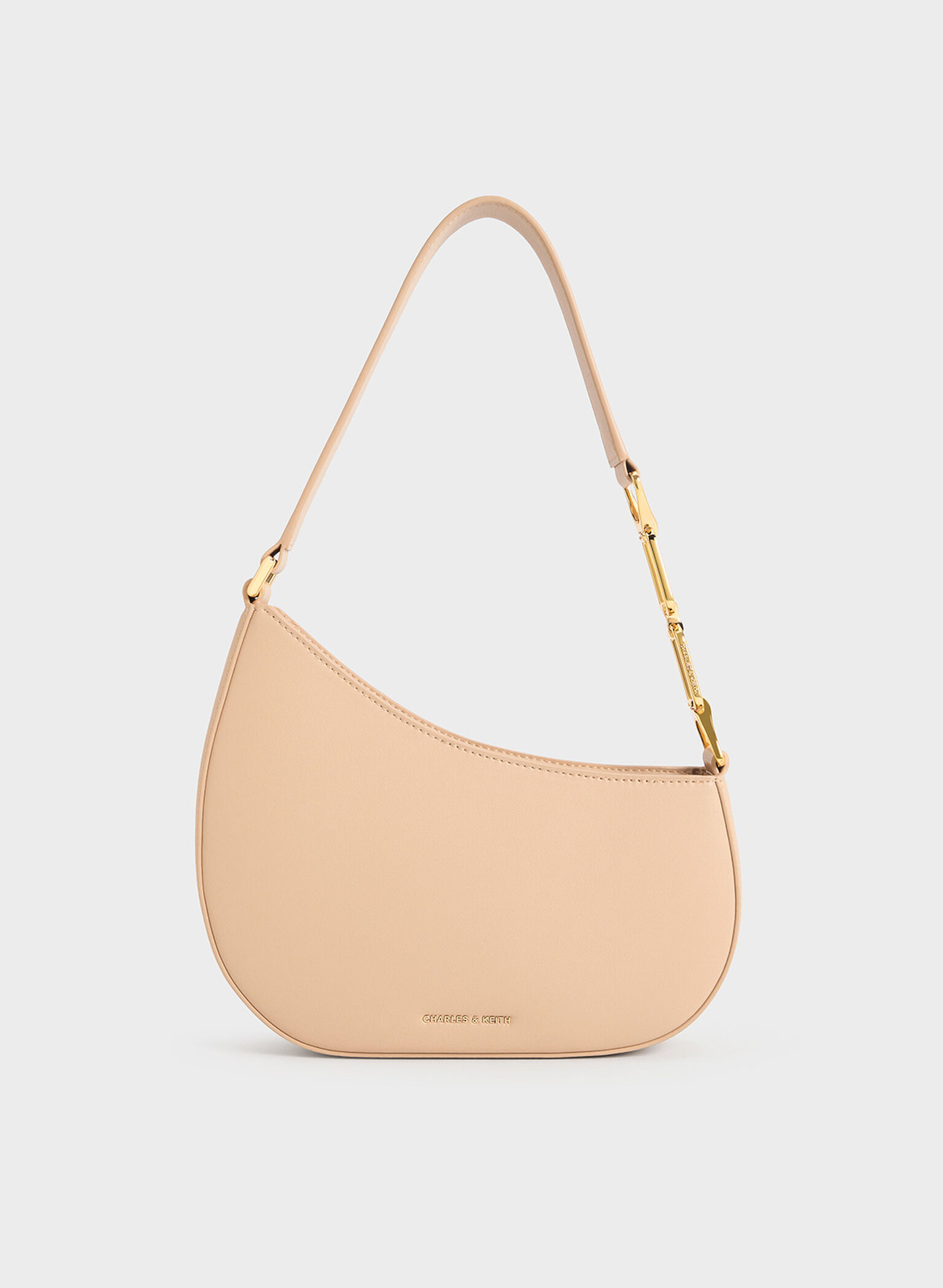 Agatha Chain-Accent Shoulder Bag, Beige, hi-res
