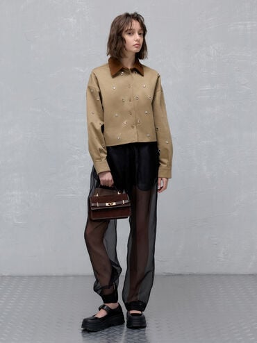 Arlet Recycled Suede Belted Top Handle Bag, Espresso Brown, hi-res