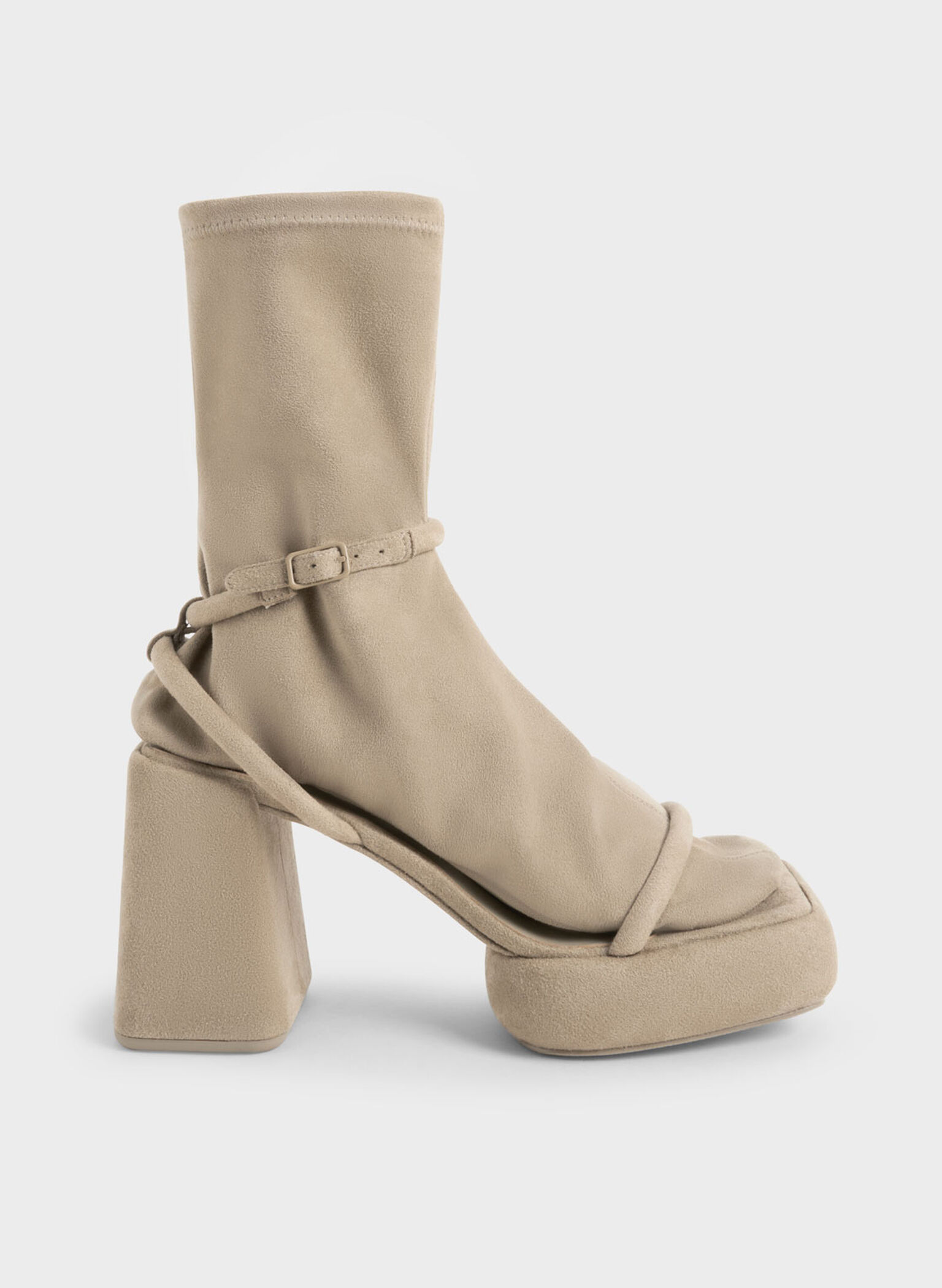 Lucile Textured Platform Calf Boots, Beige, hi-res