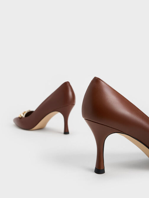 Avani Chunky Chain Stilleto Heel Pumps, Cognac, hi-res