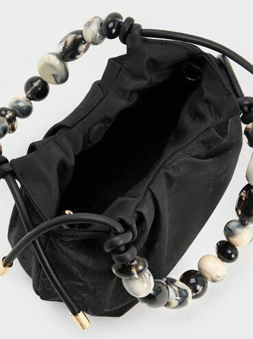 Aviary Jacquard Beaded-Handle Bag, Black, hi-res