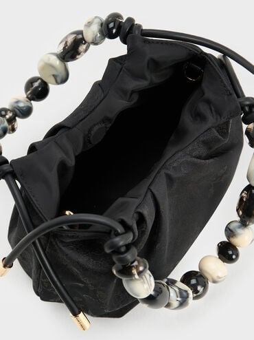 Aviary Jacquard Beaded-Handle Bag, Black, hi-res