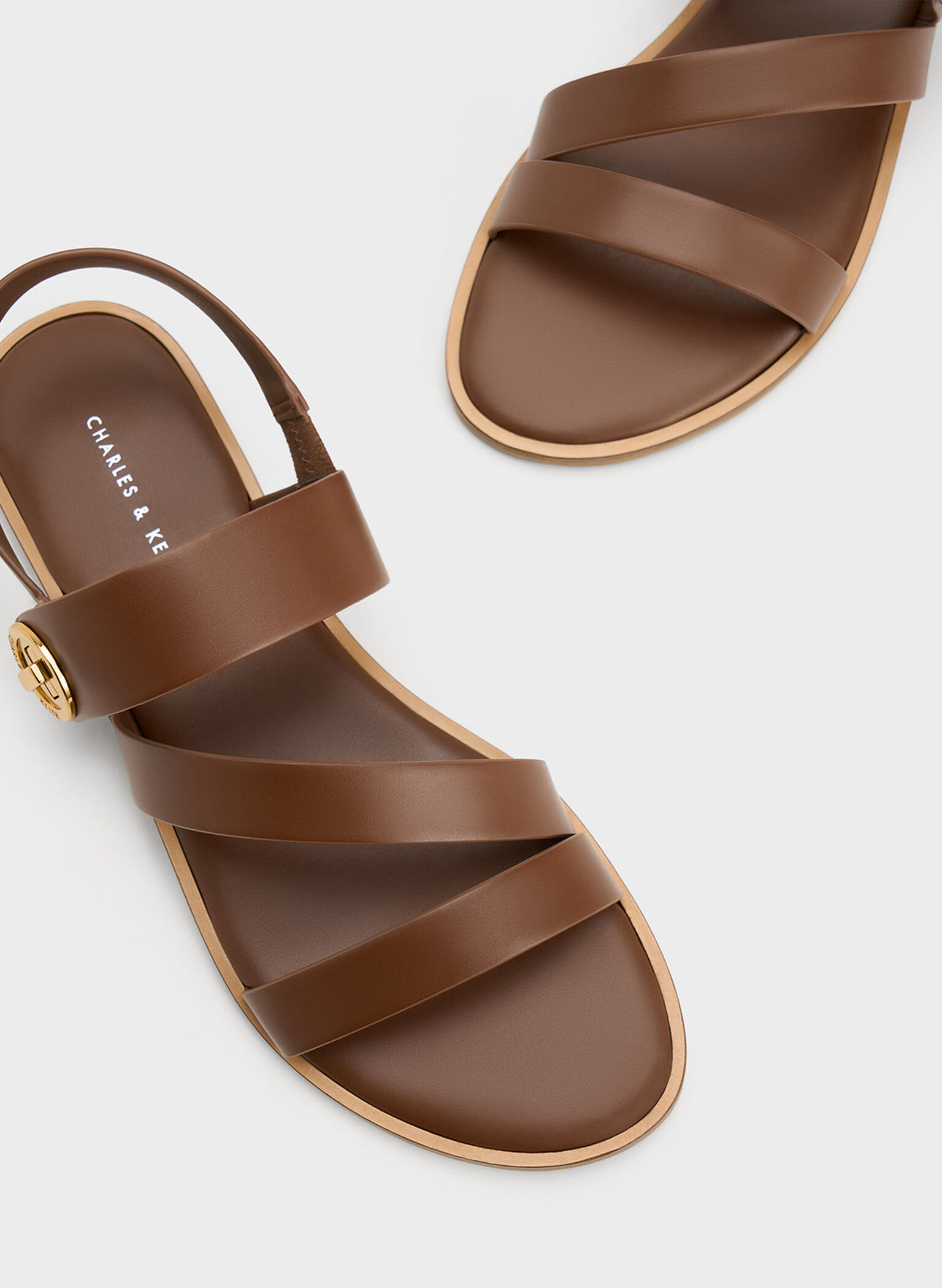 Yara Turn Lock Strappy Sandals, Dark Brown, hi-res