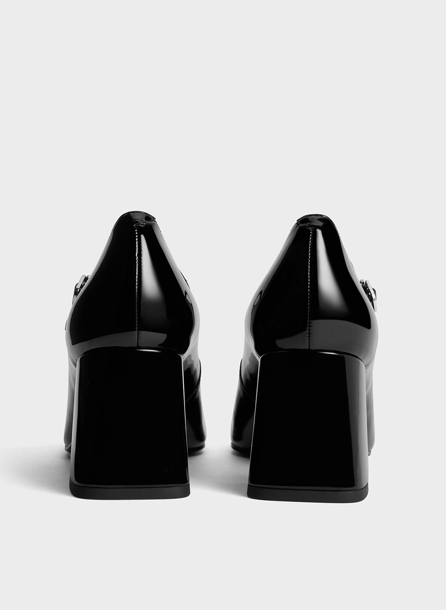Patent Block-Heel Mary Jane Pumps, Black Patent, hi-res