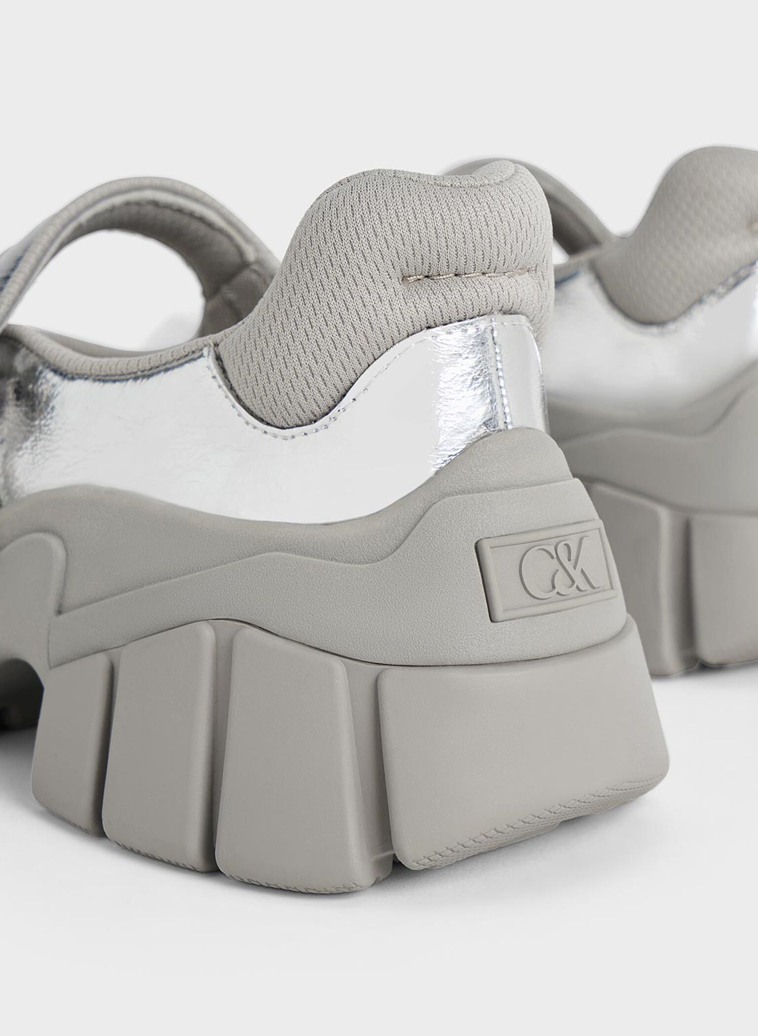 Yunna Metallic Leather & Recycled Fabric Mary Jane Sneakers, Silver, hi-res