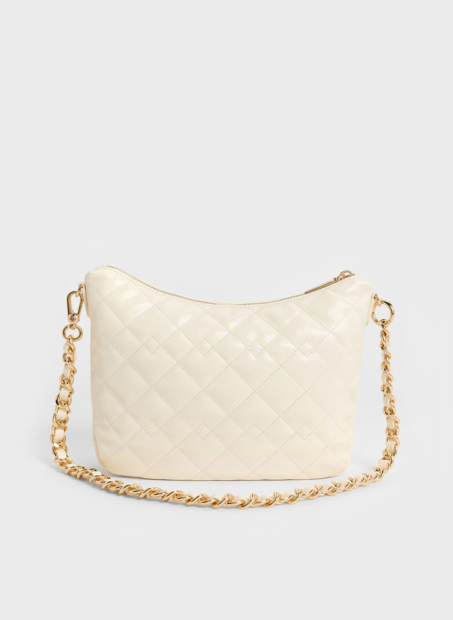 Duo Quilted Slouchy Hobo Bag, Cream, hi-res