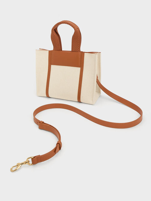 Mini Shalia Canvas Tote Bag, Cognac, hi-res