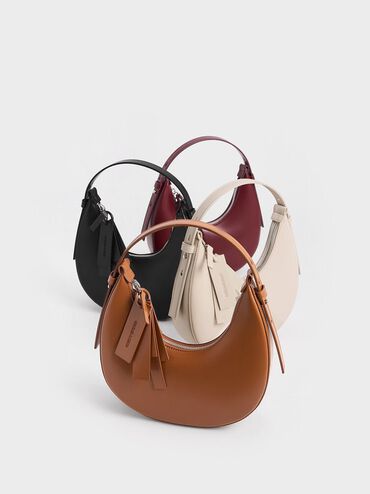 Carey Crescent Hobo Bag, Tan, hi-res
