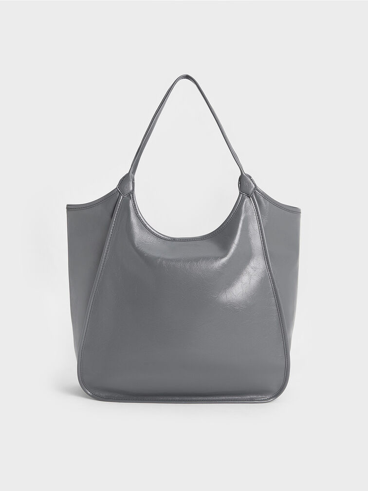 Sianna Crinkle-Effect Slouchy Tote Bag, Grey, hi-res