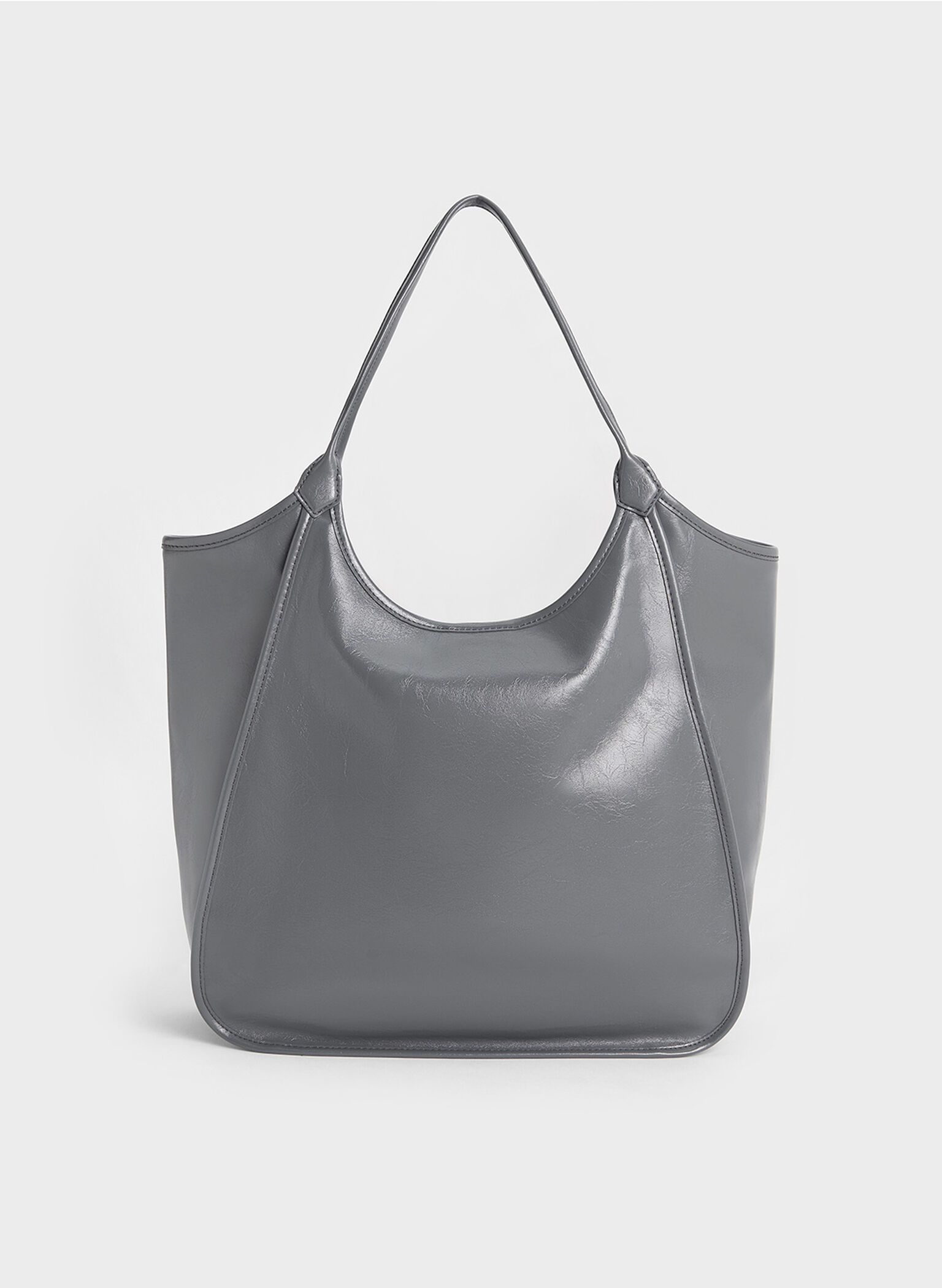 Sianna Crinkle-Effect Slouchy Tote Bag, Grey, hi-res