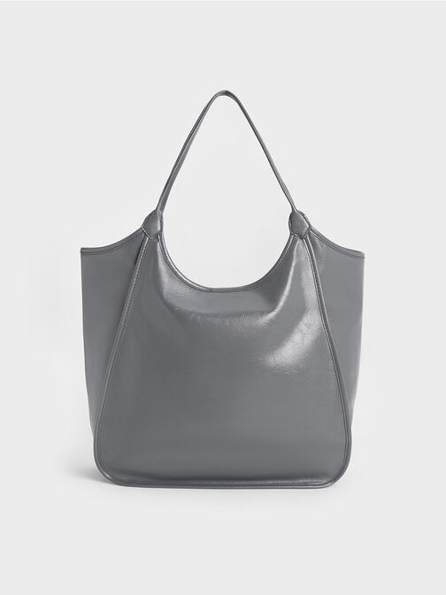 Sianna Crinkle-Effect Slouchy Tote Bag, Grey, hi-res