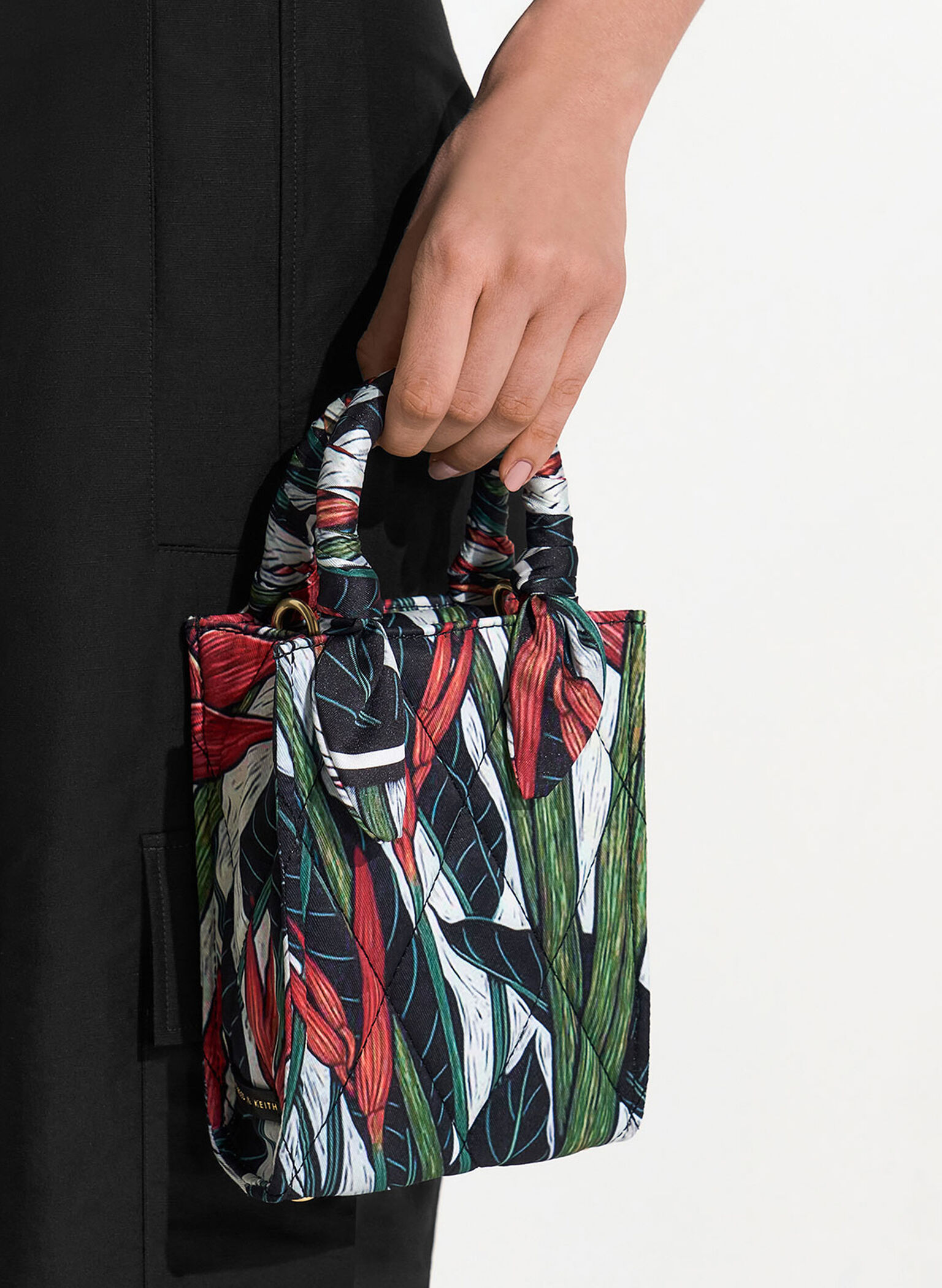 Botanical Print Fabric Tote Bag, Red, hi-res