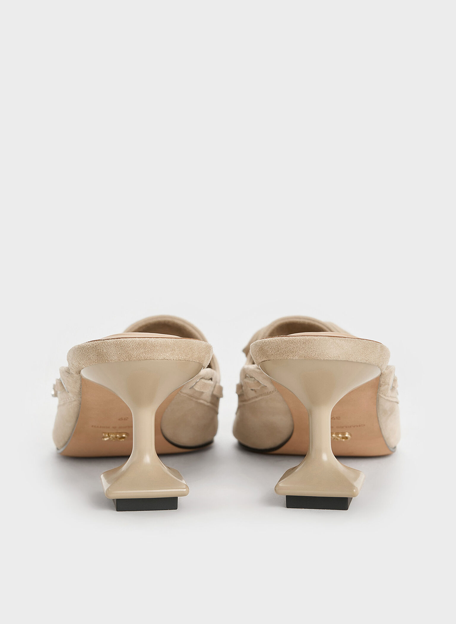Kori Suede Lace-Up Sculptural-Heel Mules, Beige, hi-res