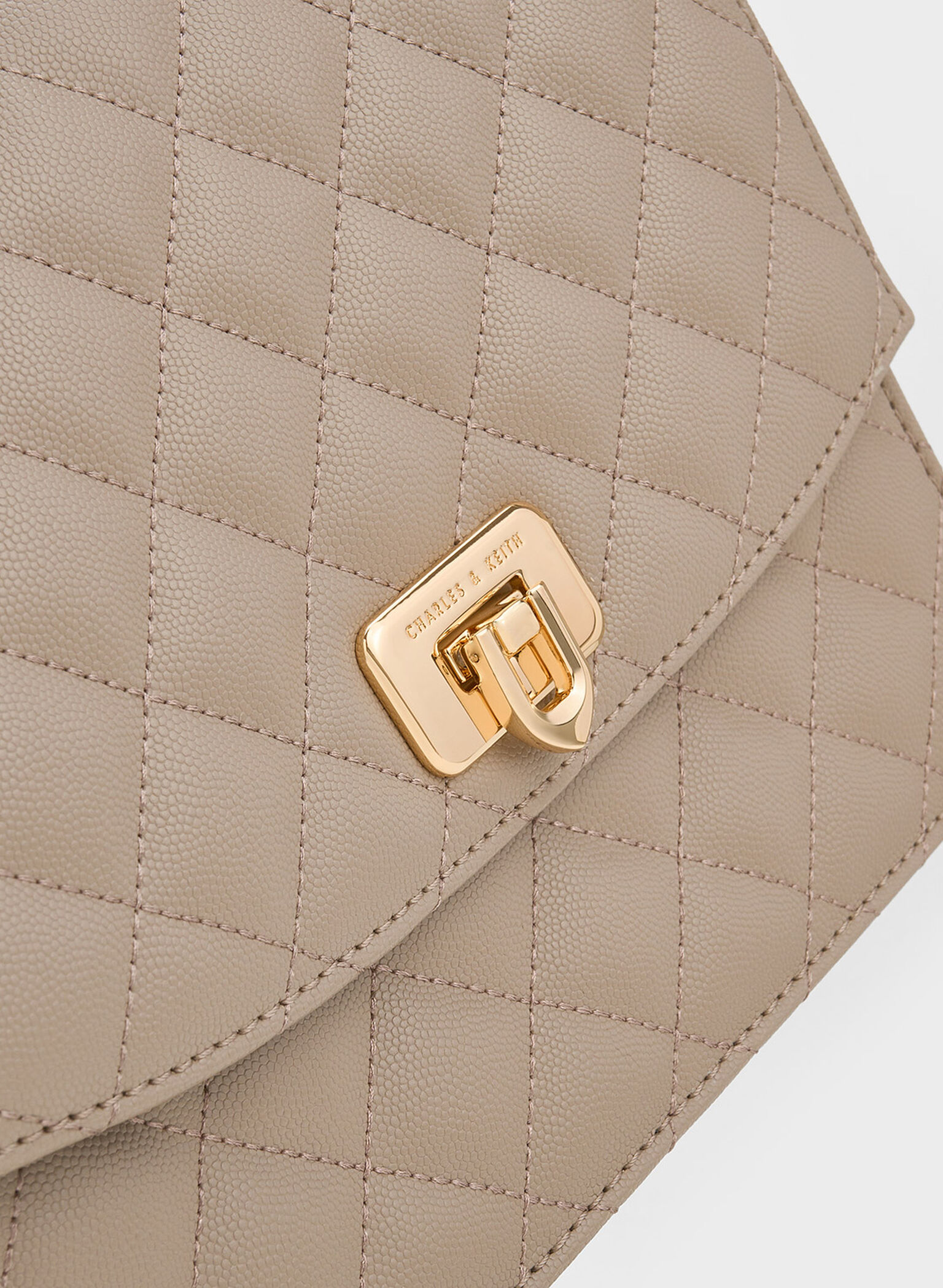Cressida Quilted Chain Strap Bag, Taupe, hi-res